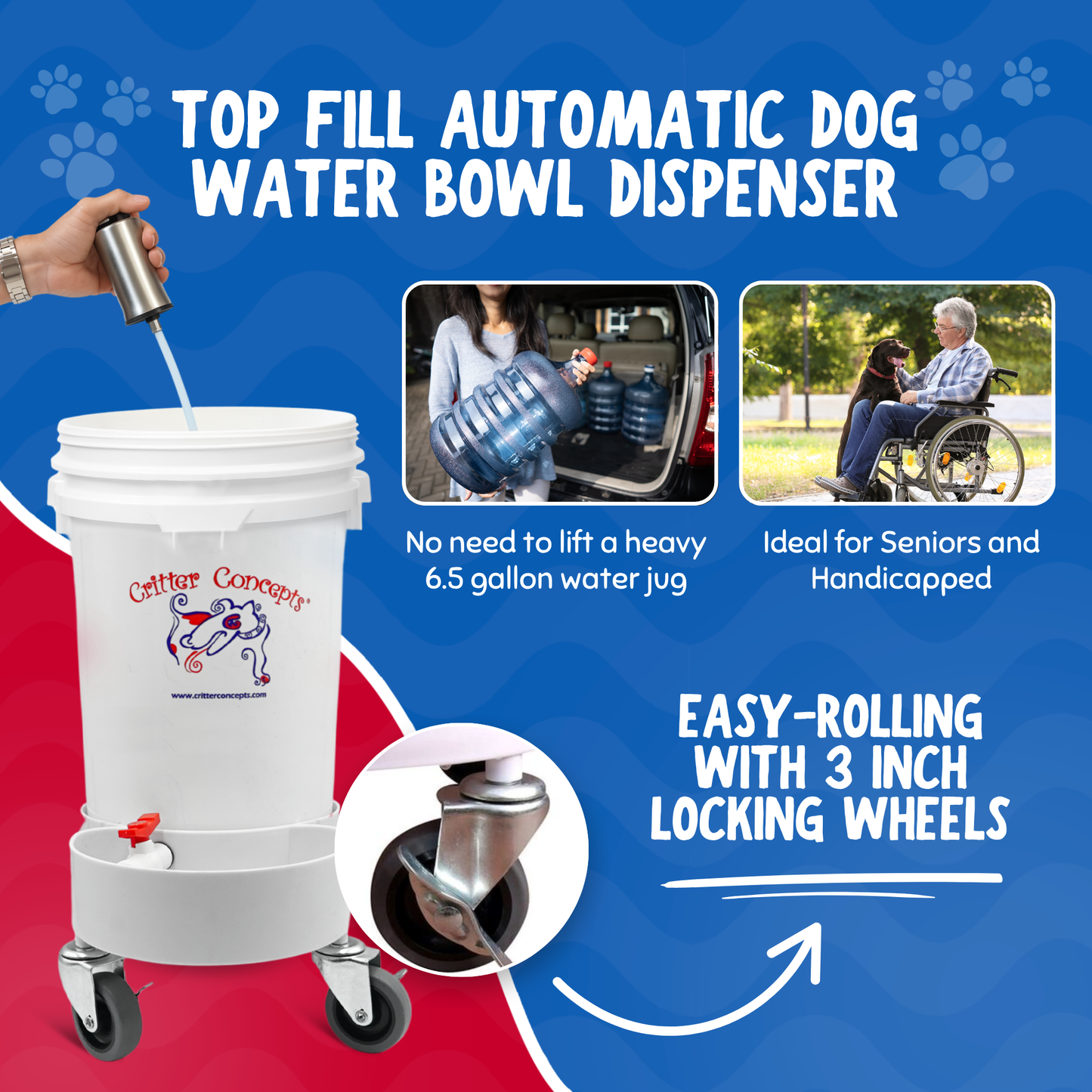 Top Fill automatic Dog Water Bowl Dispenser